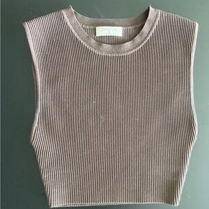 Babaton Brown Ribbed Women's Top